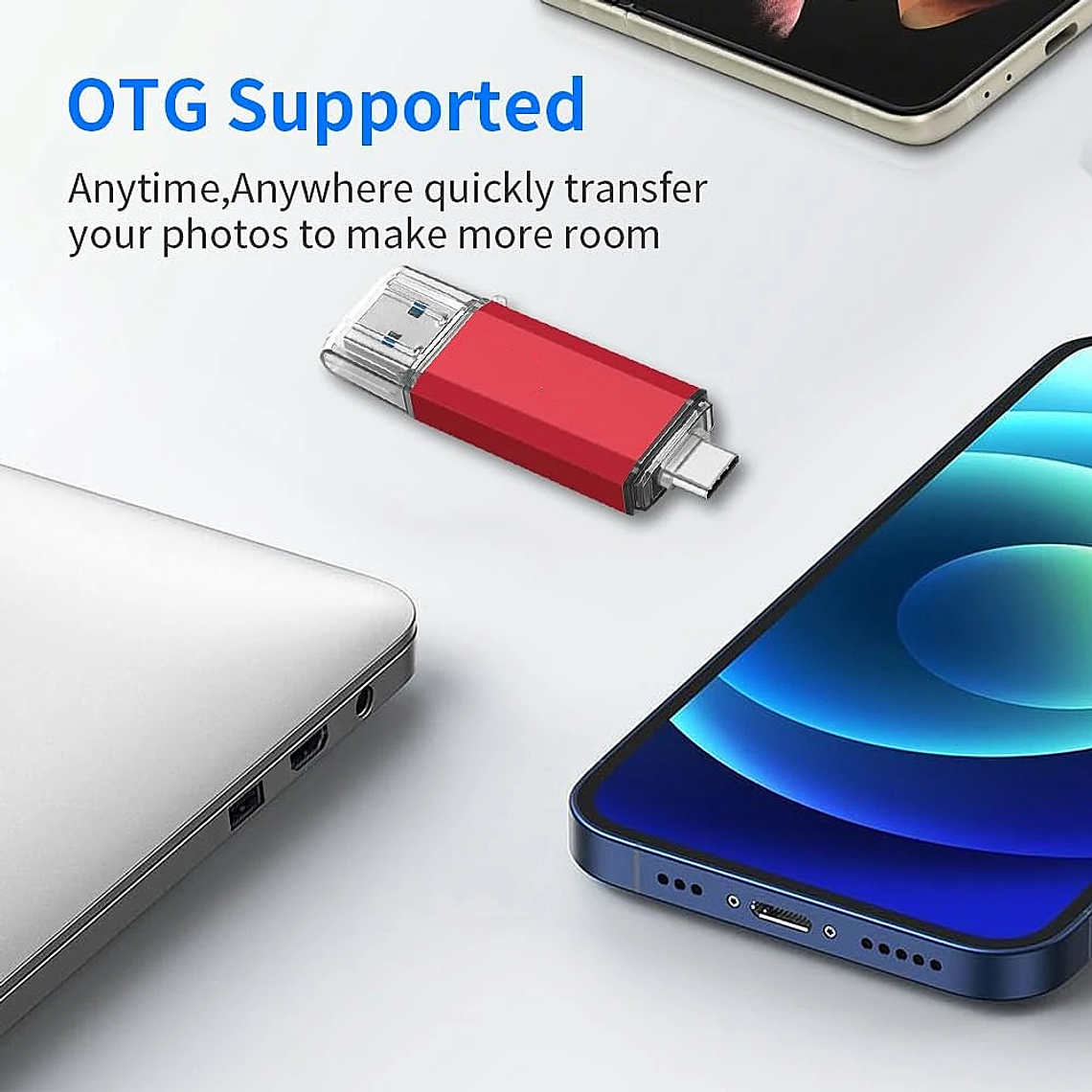 2TB USB-C OTG BiNFUL Flash Drive - Compatible with iPhone, iPad, Android, Mac and PC - Kit includes Lightning Adapter, Protective Case and Metal Strap 5