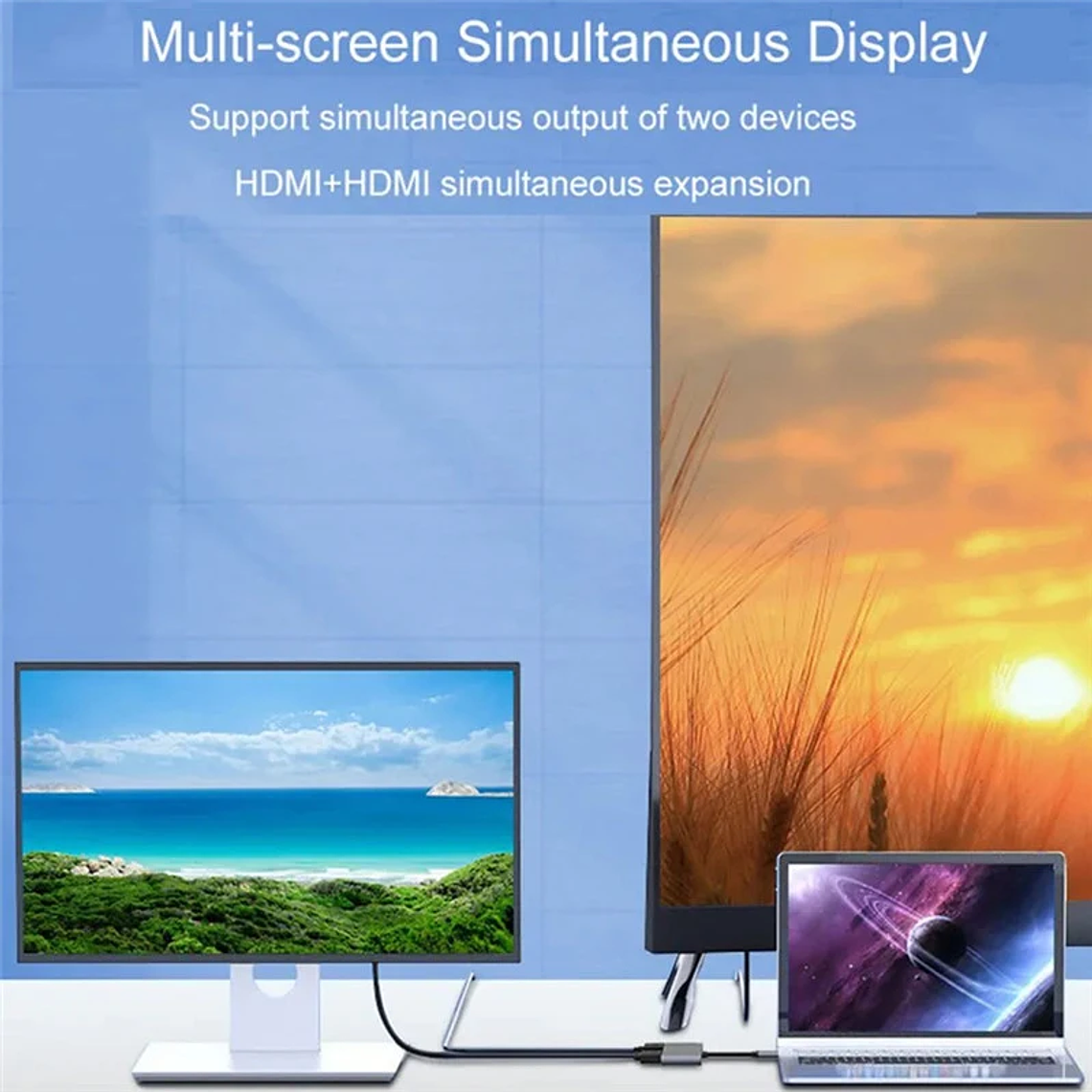 Dock USB-C 4-em-1 kebidumei: 2x HDMI 4K@60Hz, PD 100W, USB 3.0 - Hub para MacBook, Windows, Samsung Dex com Saída Dupla de Tela 5