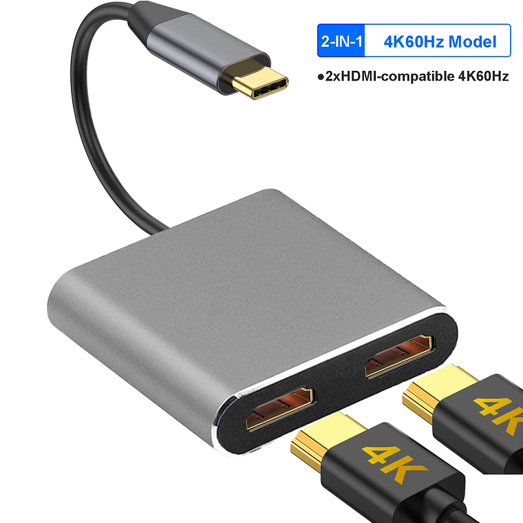 Dock USB-C 4-em-1 kebidumei: 2x HDMI 4K@60Hz, PD 100W, USB 3.0 - Hub para MacBook, Windows, Samsung Dex com Saída Dupla de Tela 7