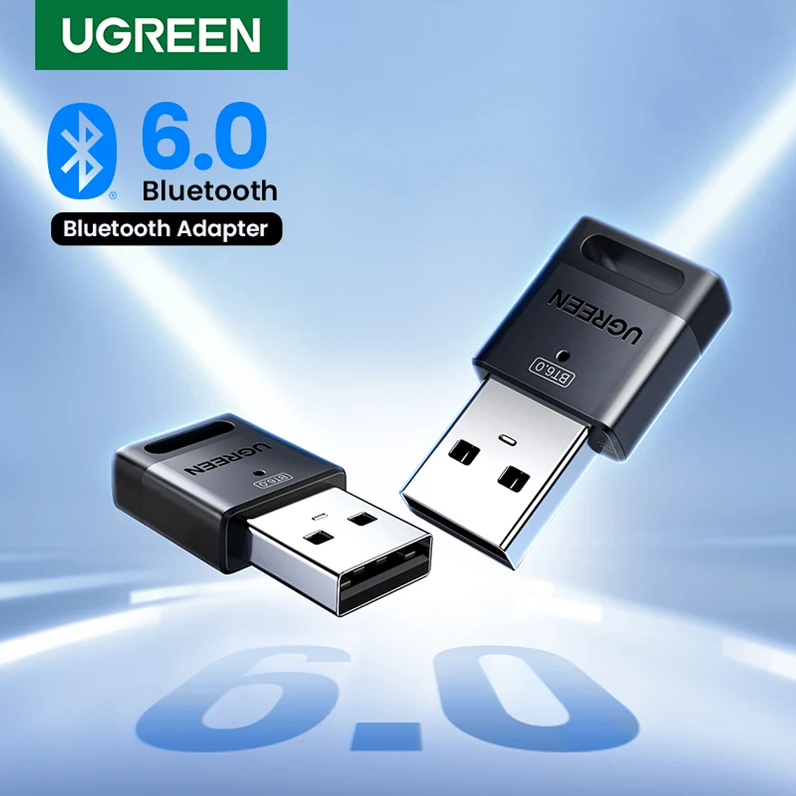 Adaptador Bluetooth 6.0 UGREEN para PC - Dongle USB com Antena Externa para Windows 11/10/8.1 - Conecta Fones, Teclado, Mouse, Controle e Alto-falantes 1