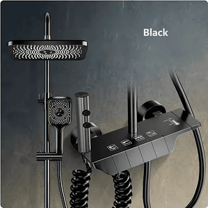 Bathroom Shower Faucet Set 4 Functions Digital Display Shower Thermostat Hot Cold Showers Mixer Pressure Discharge Copper Taps