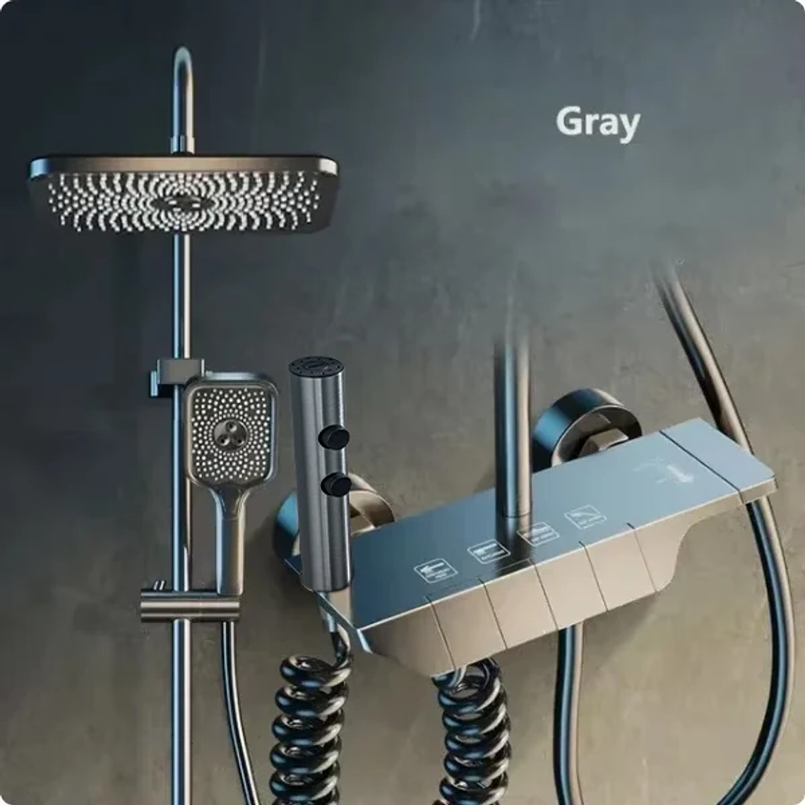 Bathroom Shower Faucet Set 4 Functions Digital Display Shower Thermostat Hot Cold Showers Mixer Pressure Discharge Copper Taps 2