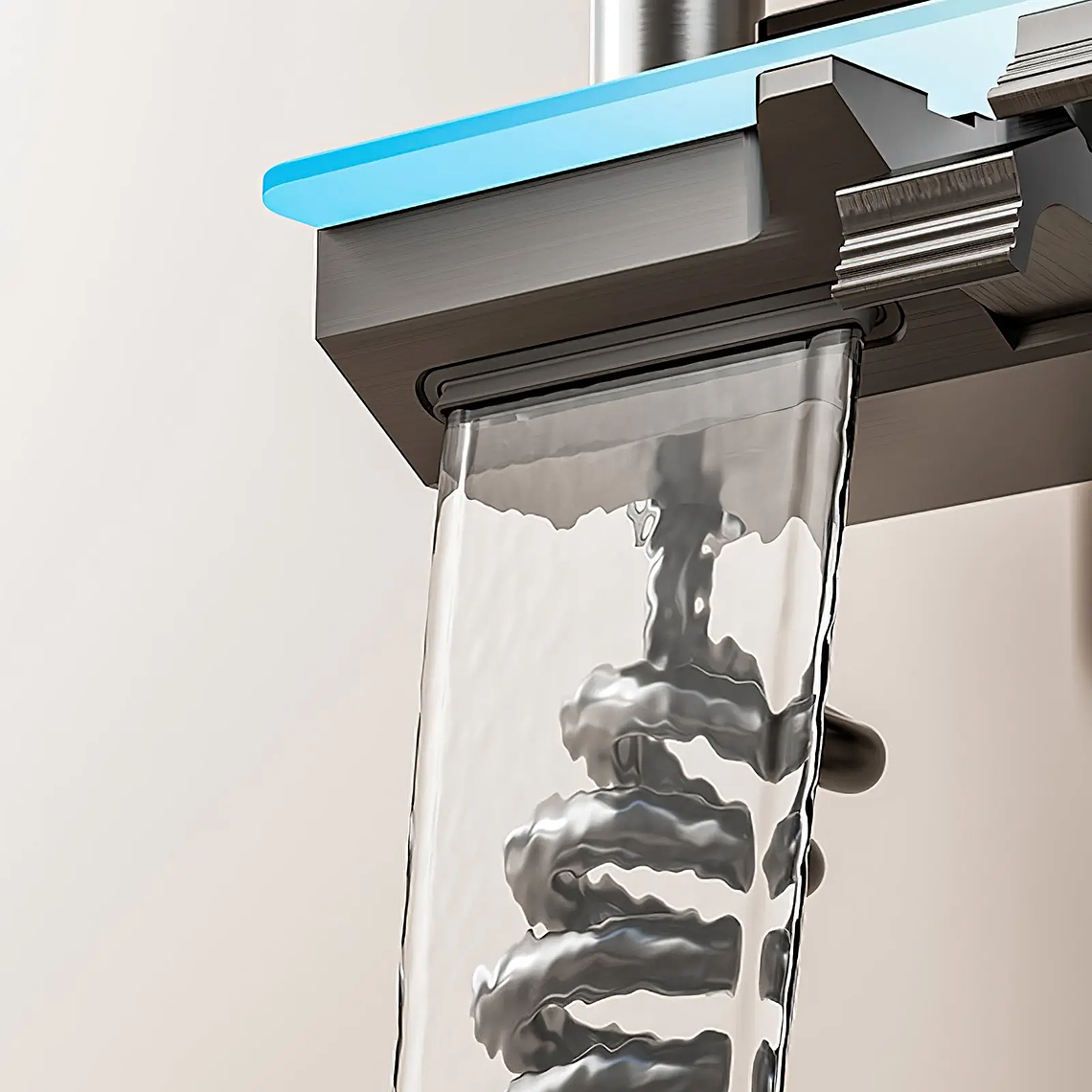 Digital Shower System with Gray Piano Keys - 4 Water Functions, LED Display, Integrated Seat - Brass and Stainless Steel 3