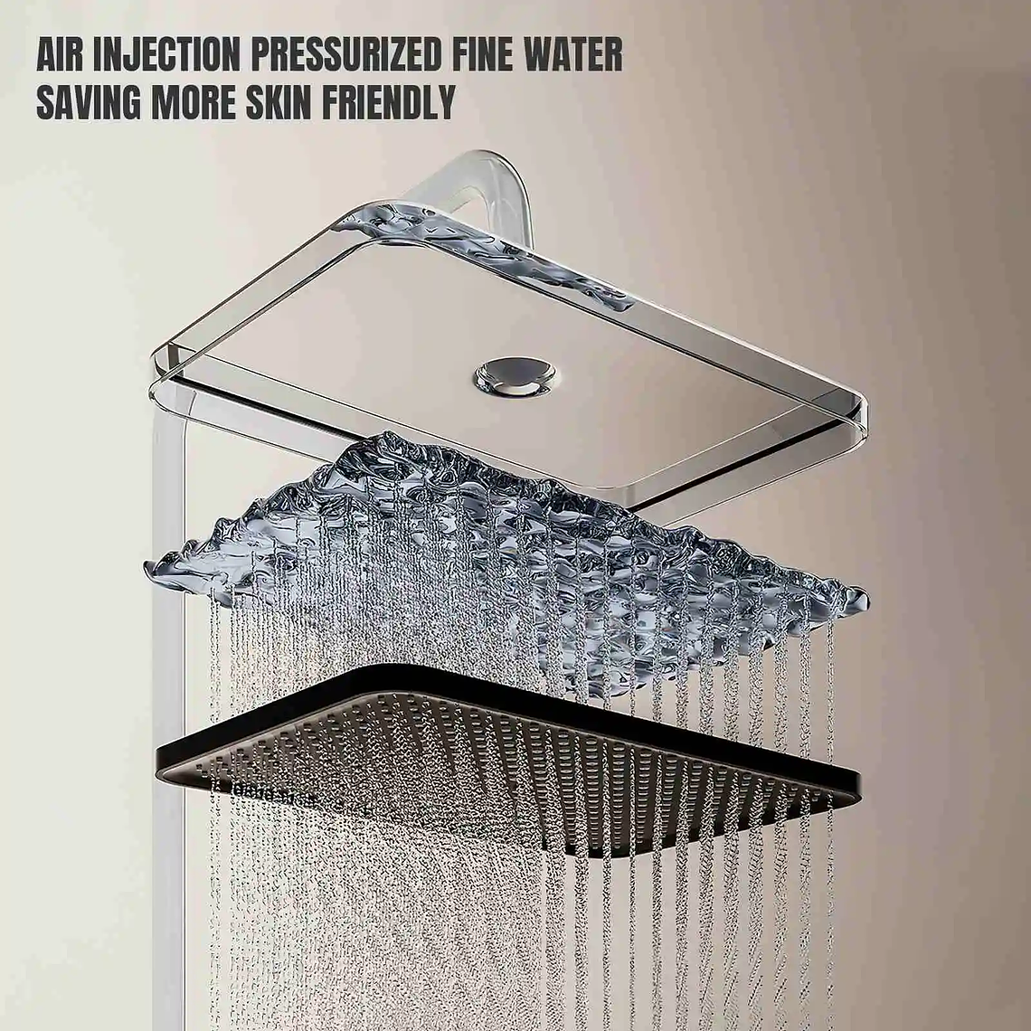 Digital Shower System with Gray Piano Keys - 4 Water Functions, LED Display, Integrated Seat - Brass and Stainless Steel 4