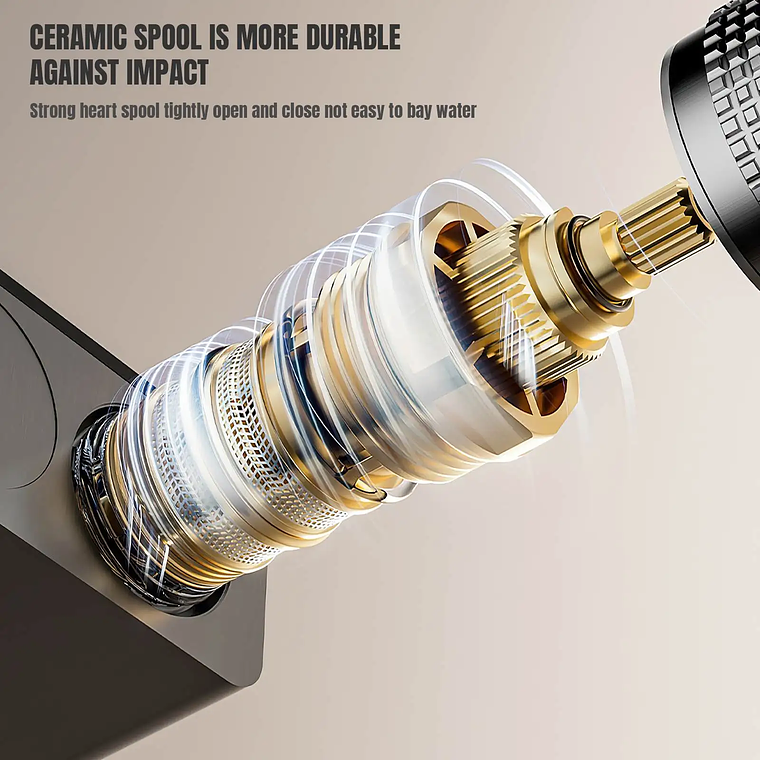 Digital Shower System with Gray Piano Keys - 4 Water Functions, LED Display, Integrated Seat - Brass and Stainless Steel 5