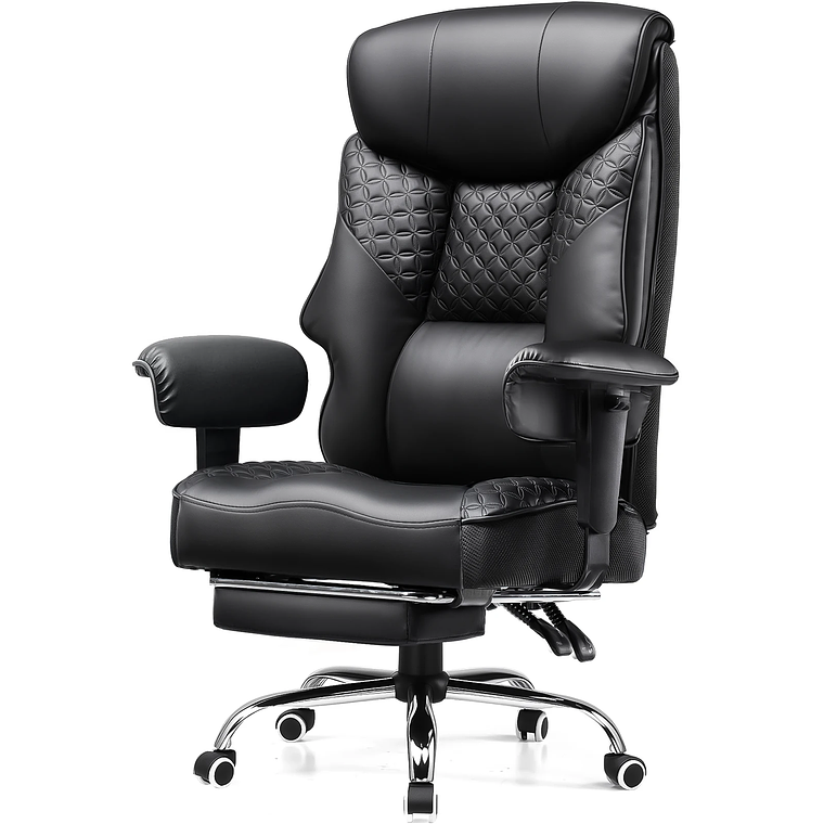 COMHOMA Ergonomic Gaming Chair for Tall and Heavy People - Supports up to 180kg, 3D Backrest, Retractable Footrest and Reinforced Steel Frame - PU Leather 1