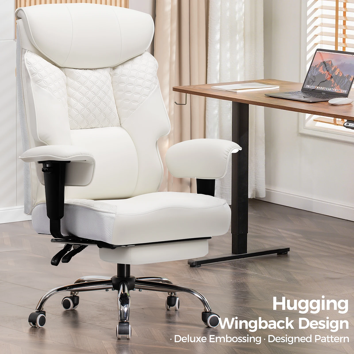 COMHOMA Ergonomic Gaming Chair for Tall and Heavy People - Supports up to 180kg, 3D Backrest, Retractable Footrest and Reinforced Steel Frame - PU Leather 9