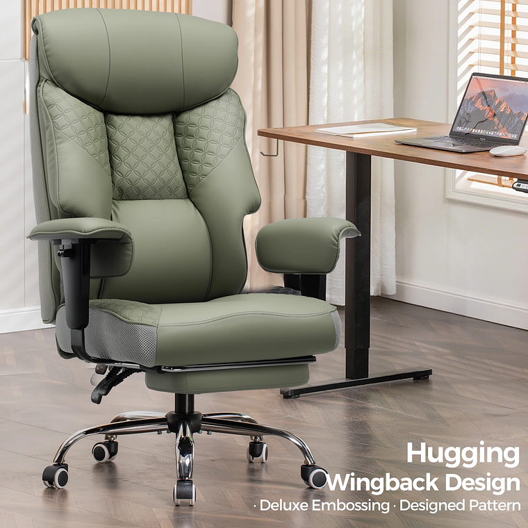 COMHOMA Ergonomic Gaming Chair for Tall and Heavy People - Supports up to 180kg, 3D Backrest, Retractable Footrest and Reinforced Steel Frame - PU Leather 11