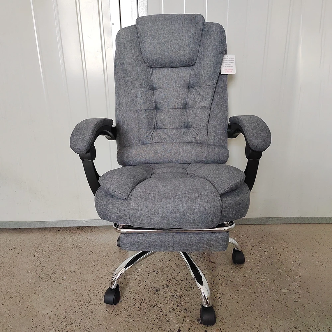 Cadeira Executiva Naspaluro com Apoio de Pés Retrátil - Encosto Alto Reclinável (90°-130°), Espuma de Alta Densidade e Couro PU - Para Home Office, Gaming e Relaxamento (Preto, Cinza) 7