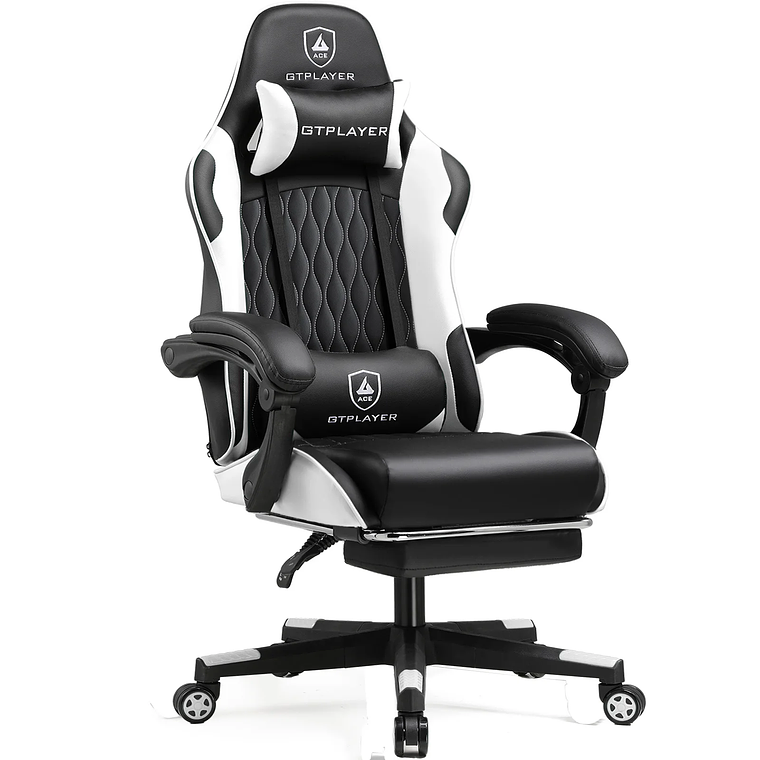 Cadeira Gamer GTPLAYER GTP900 - Suporte 150kg, Certificação BIFMA, Almofadas Lombar e Cervical Ajustáveis, Apoio de Pés e Inclinação até 145° (Azul, Marrom, Cinza, Branco) 1