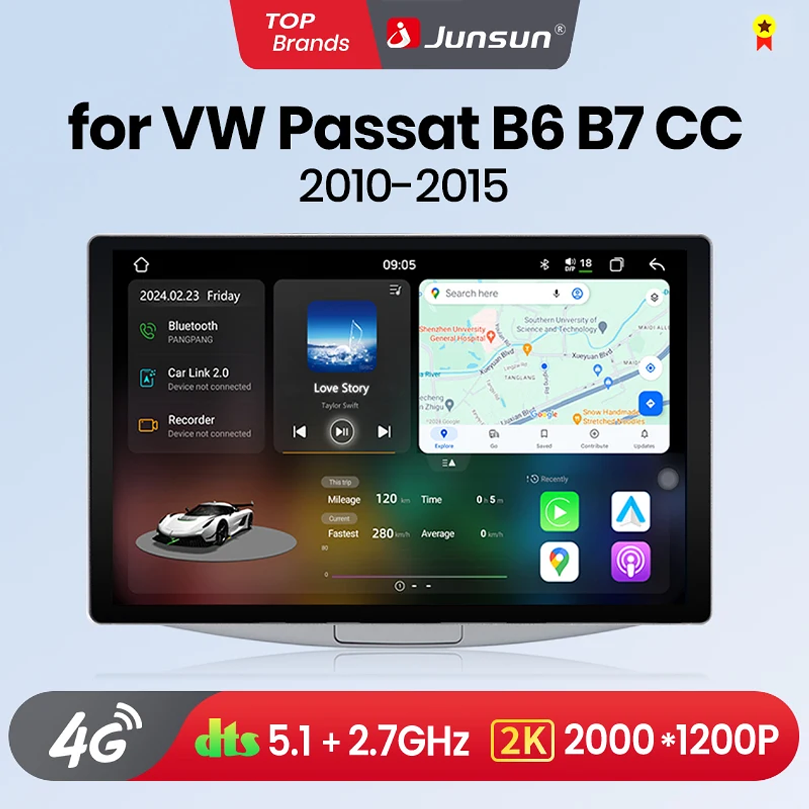 Junsun V3 Plus 2K QLED Android Radio for VW Passat B6 B7 CC (2010-2015) - 9