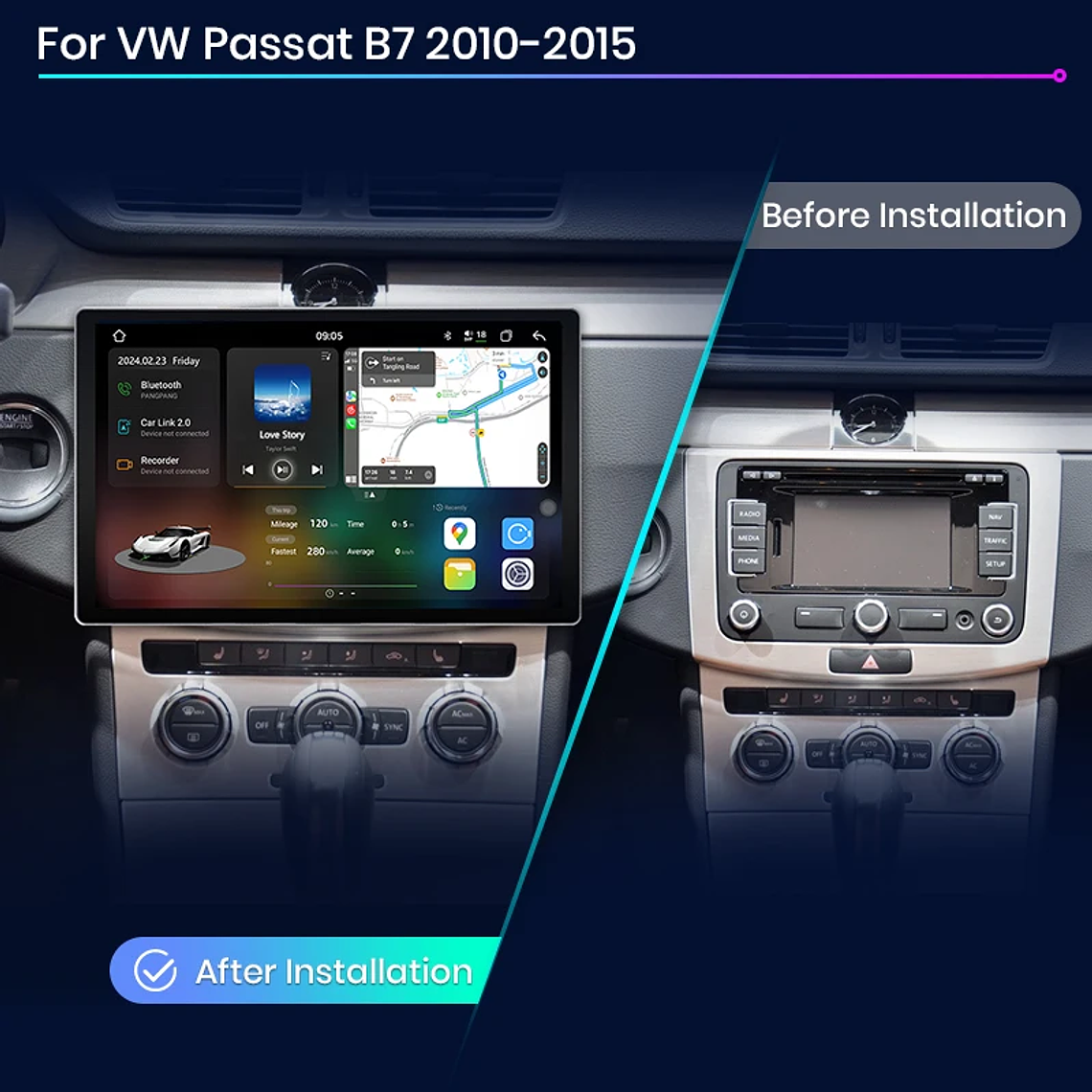 Junsun V3 Plus 2K QLED Android Radio for VW Passat B6 B7 CC (2010-2015) - 9