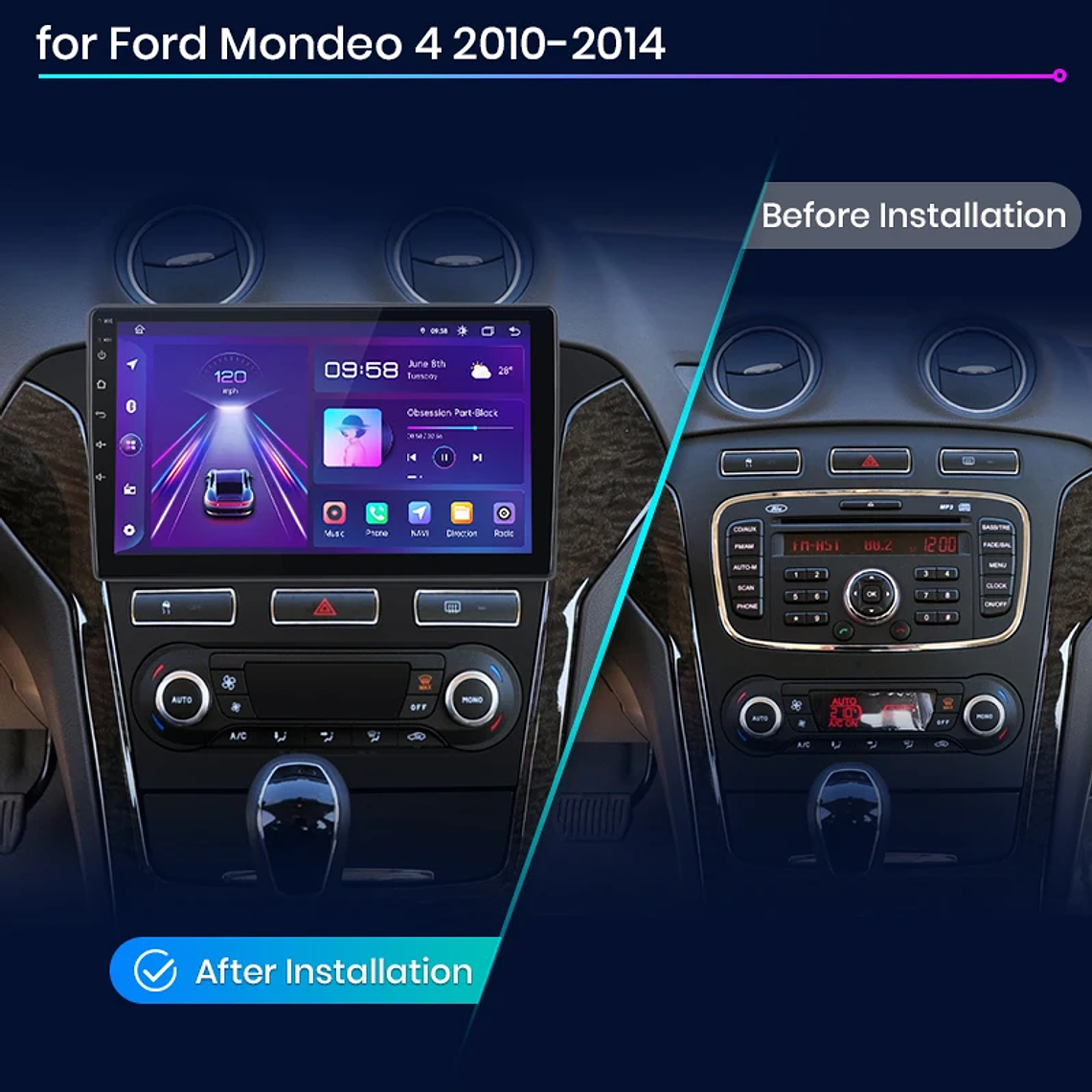 Android Radio for Ford Mondeo MK4 2010-2014 | Wireless CarPlay & Android Auto (Optional) | 10