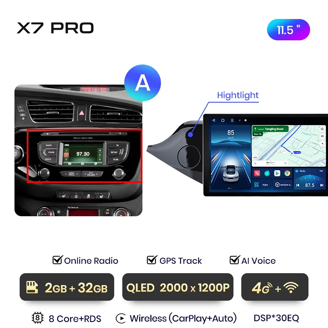 Rádio Multimídia Android Junsun X7 PRO 11.5