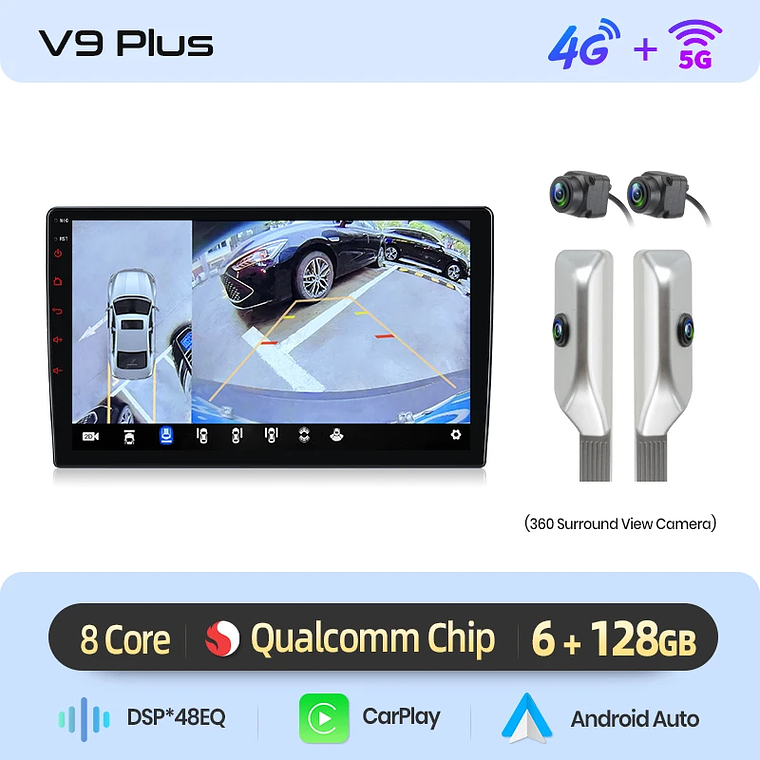 Rádio Android Junsun XT89 Qualcomm 8-Core para BMW E39 E53 - Câmera 360° Panorâmica, Wireless CarPlay, Android 13, 4GB RAM, 128GB ROM e Garantia de 3 Anos 12