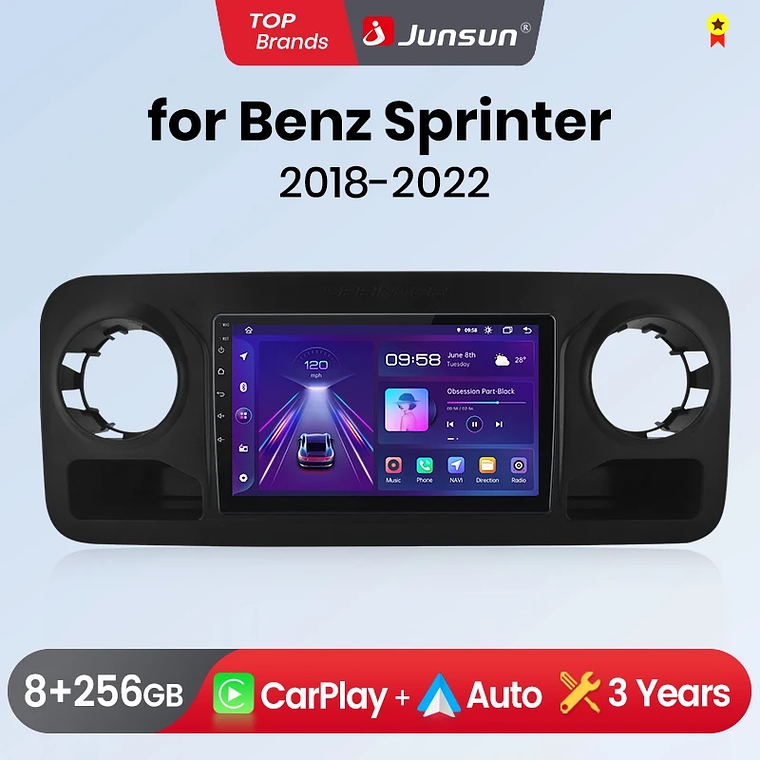 Rádio Android para Mercedes Sprinter (2004-2012 & 2018-2022) | CarPlay & Android Auto Sem Fio (Opcional) | Tela 10