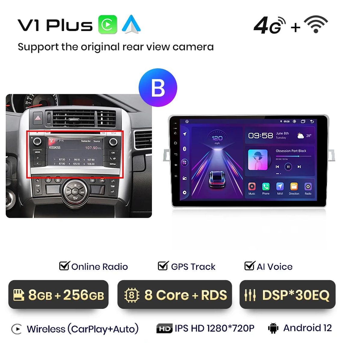 Android Radio for Toyota Verso Avensis Verso R20 (2009-2018) | Wireless CarPlay & Android Auto (Optional) | 9
