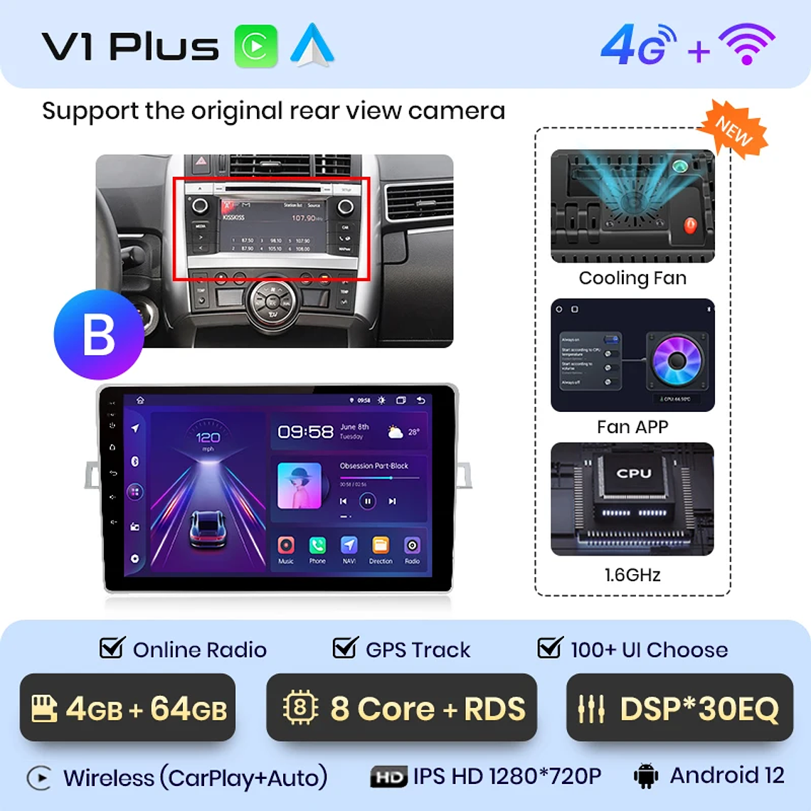 Android Radio for Toyota Verso Avensis Verso R20 (2009-2018) | Wireless CarPlay & Android Auto (Optional) | 9