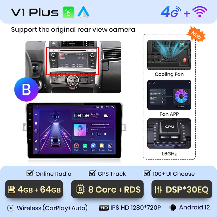 Android Radio for Toyota Verso Avensis Verso R20 (2009-2018) | Wireless CarPlay & Android Auto (Optional) | 9