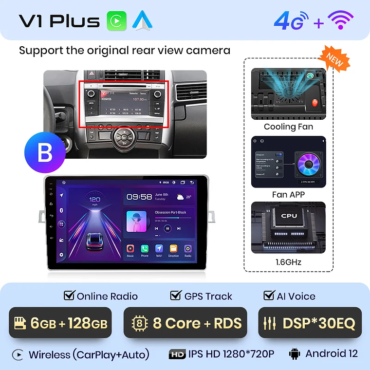 Android Radio for Toyota Verso Avensis Verso R20 (2009-2018) | Wireless CarPlay & Android Auto (Optional) | 9