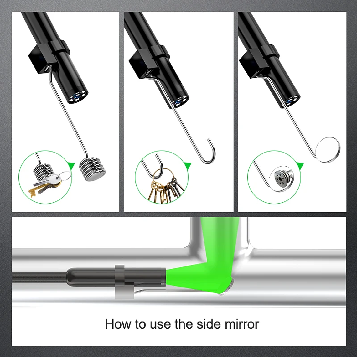 Endoscópio Industrial Sem Fio INSKAM 2MP - Câmera de Inspeção WiFi IP67 à Prova D'água, 5m de Cabo, 8 LEDs, Compatível com Android e iPhone - Para Carro, Encanamento e Mecânica 5