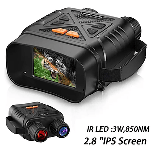 Visão Noturna Digital Binocular 10X - Alcance 800m no Escuro, Gravação 1080P, Zoom Digital, Infravermelho 3W Ajustável - Para Observação, Caça e Camping