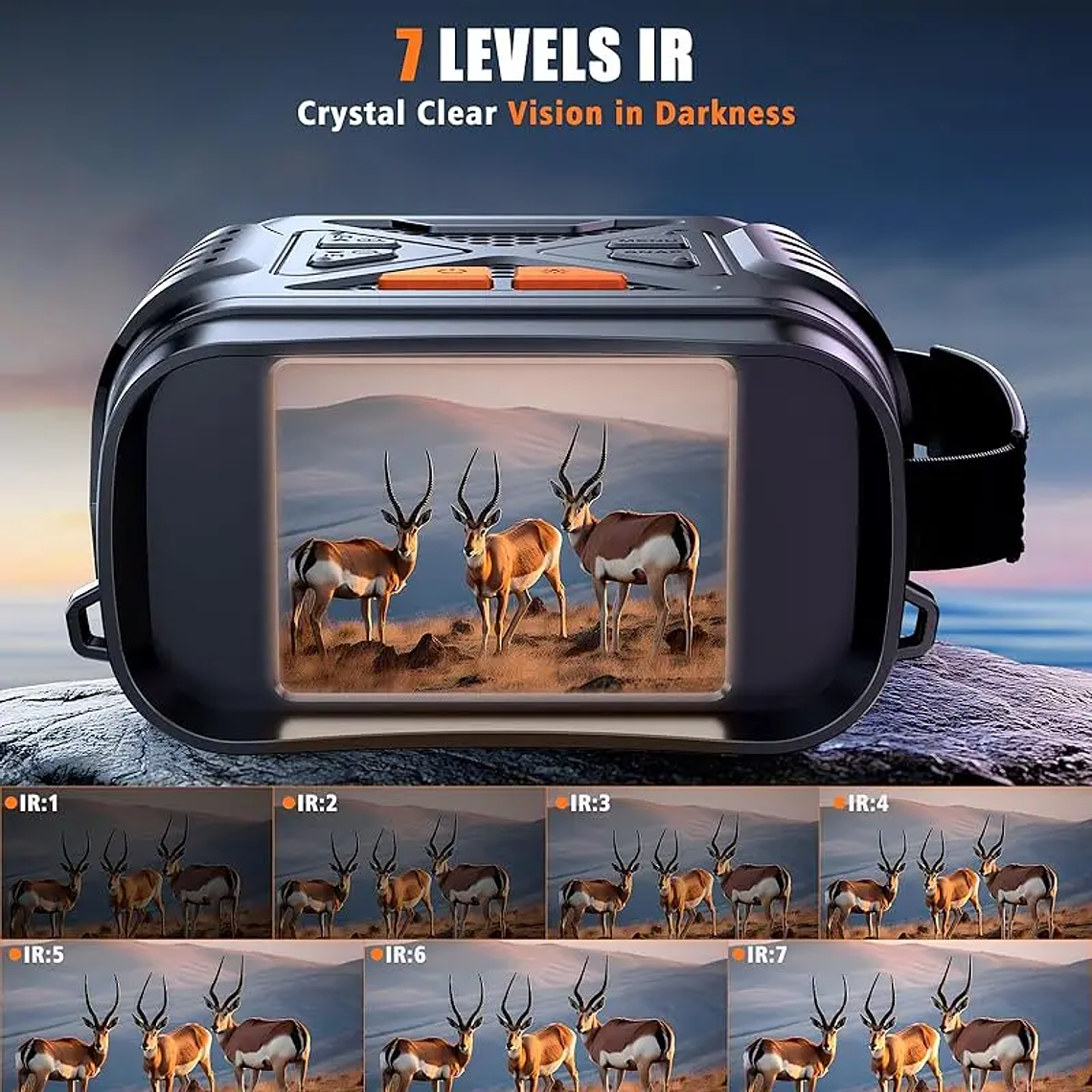 Visão Noturna Digital Binocular 10X - Alcance 800m no Escuro, Gravação 1080P, Zoom Digital, Infravermelho 3W Ajustável - Para Observação, Caça e Camping 2