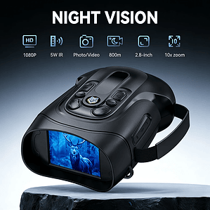 Binóculos de Visão Noturna 10X Zoom Digital | Goggles com Infravermelho 5W, Gravação de Vídeo e Alcance de 800m no Escuro