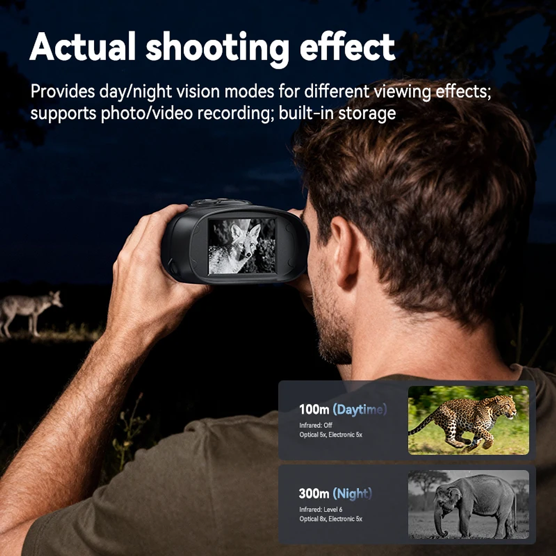 Binóculos de Visão Noturna 10X Zoom Digital | Goggles com Infravermelho 5W, Gravação de Vídeo e Alcance de 800m no Escuro 4
