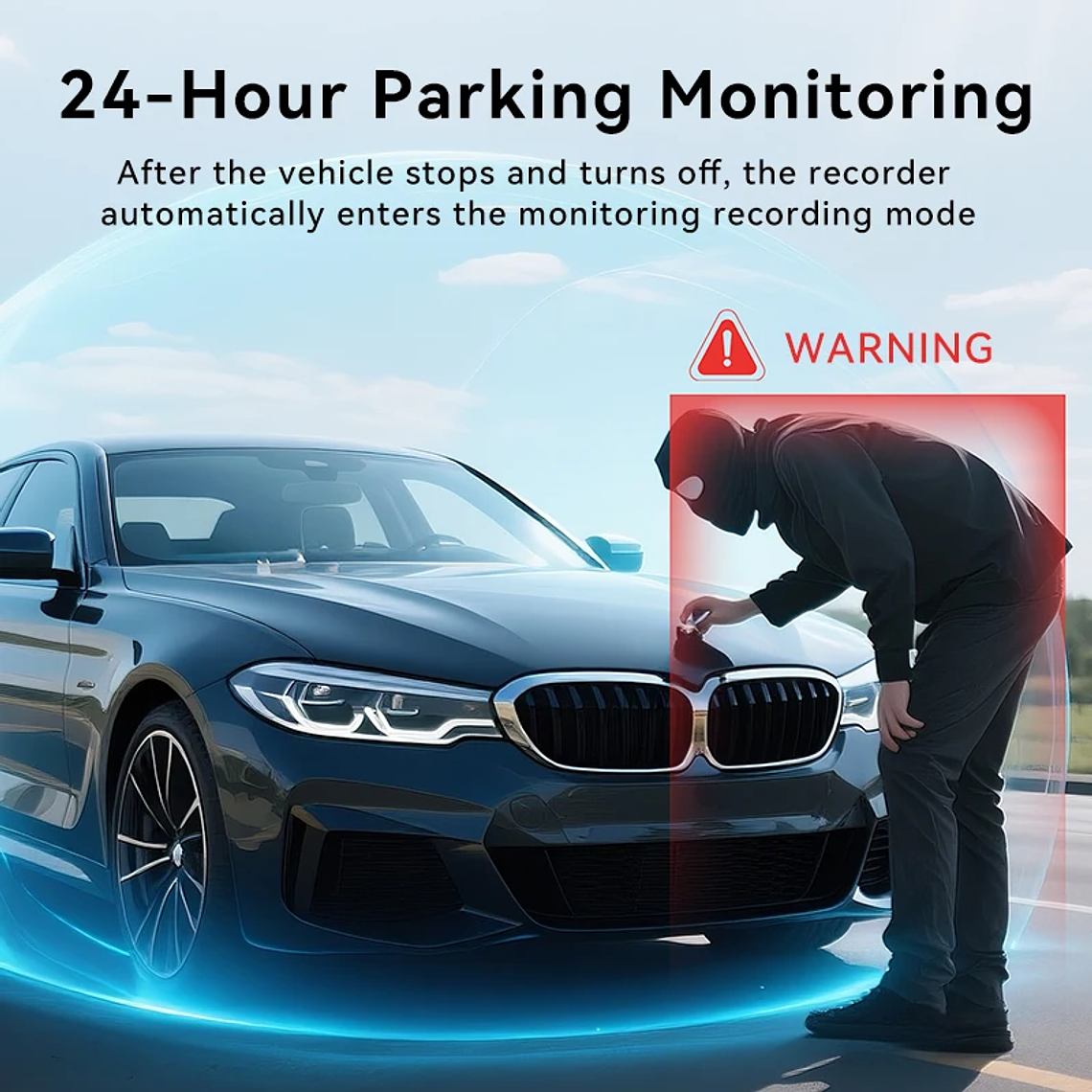 INSKAM 3-Channel Car Camera with WiFi | 1080P Recording, 24/7 Parking Monitor and Night Vision | Front and Rear Black Box 6