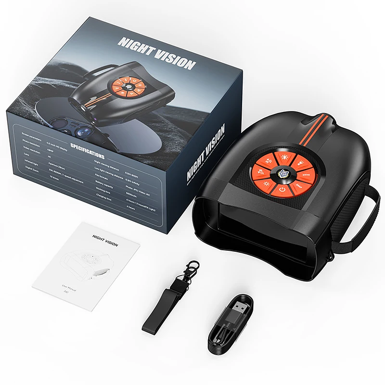 Óculos de Visão Noturna 4.5” HD com Infravermelho 5W | 800m Alcance, Bateria 6H+ e Luz Tática | Presente para Homens 7