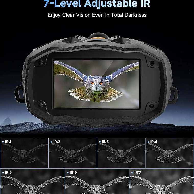 Binóculos Visão Noturna 4K 3” | Infravermelho 5W, Zoom 10X, Bateria 5000mAh 6H e Luz Tática para Caça, Observação e Segurança 3