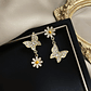 Brincos Borboleta Assimétricos com Zircônia | Design Floral Coreano Moderno | Presente Feminino para Uso Diário - Thumbnail 2