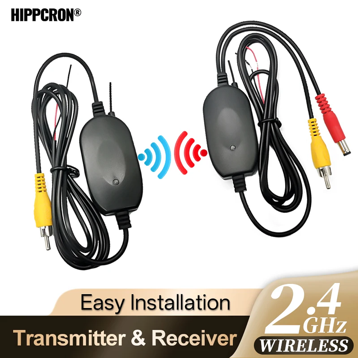 Kit Câmera de Ré Sem Fio 2.4G Hippcron | Transmissor e Receptor 12V | Monitor até 30m | Fácil Instalação 1