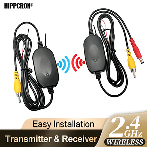 Kit Câmera de Ré Sem Fio 2.4G Hippcron | Transmissor e Receptor 12V | Monitor até 30m | Fácil Instalação