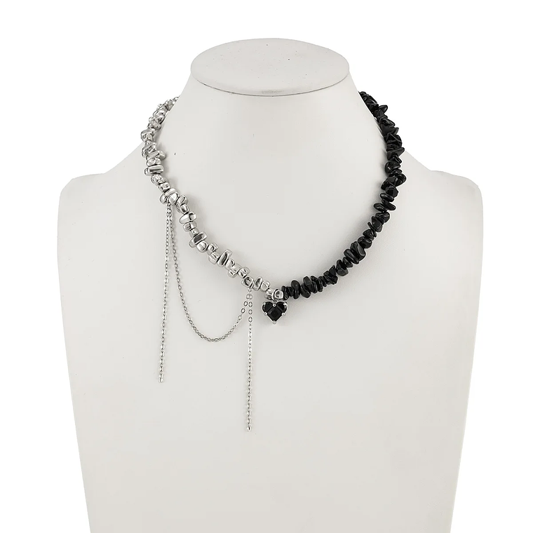 Colar Punk Feminino Coração com Correntes e Contas | Acessório de Festa e Dia dos Namorados | Tendência 2024 5