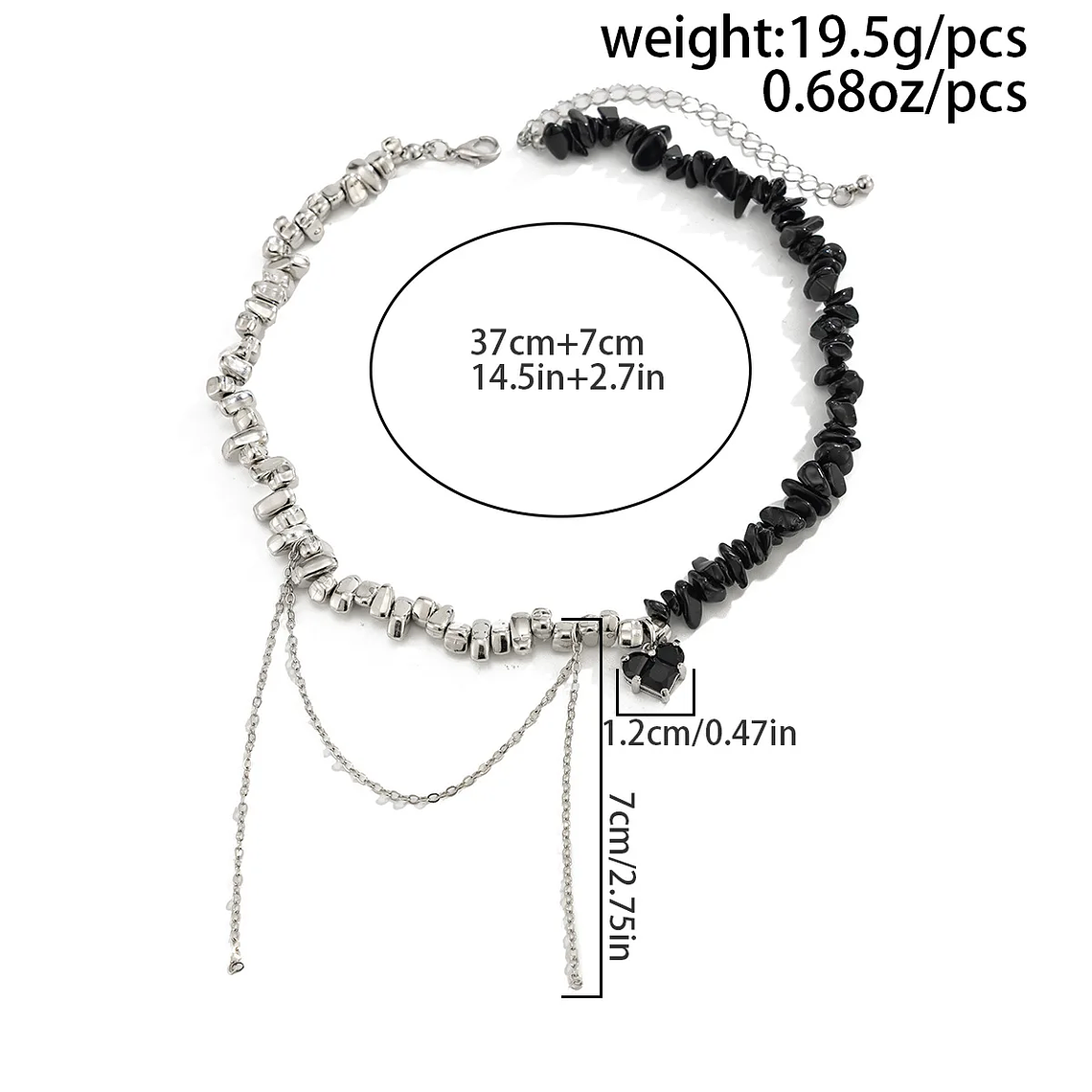 Colar Punk Feminino Coração com Correntes e Contas | Acessório de Festa e Dia dos Namorados | Tendência 2024 6