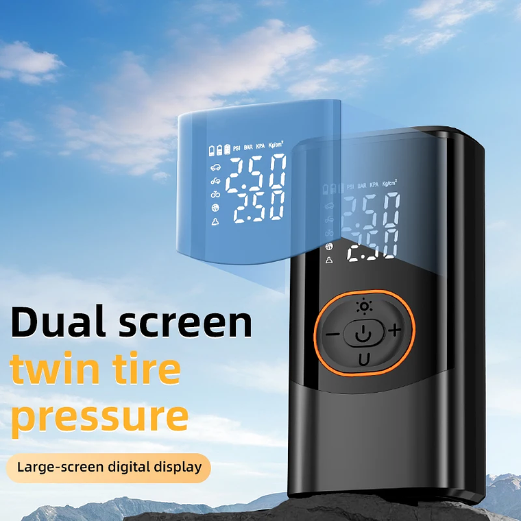 Portable Cordless Tire Pump 150PSI | Dual Voltage with Automatic Shut-Off and 2 Displays | For Car, Motorcycle, Bicycle and Balls 4