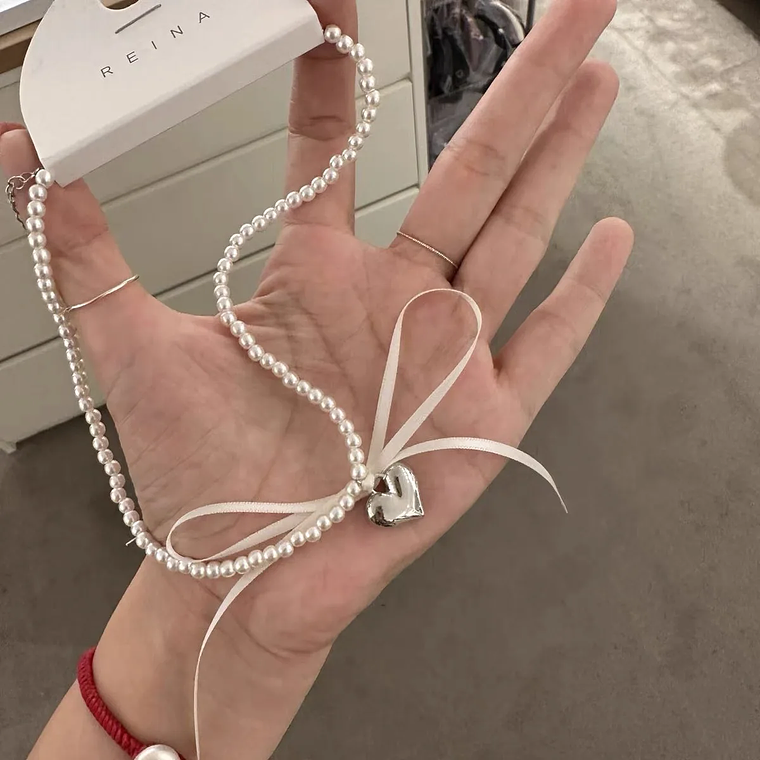 Colar Duplo Fofo de Coração Rosa com Laço | Presente para Dia dos Namorados e Uso Diário | Para Mulheres e Meninas 12