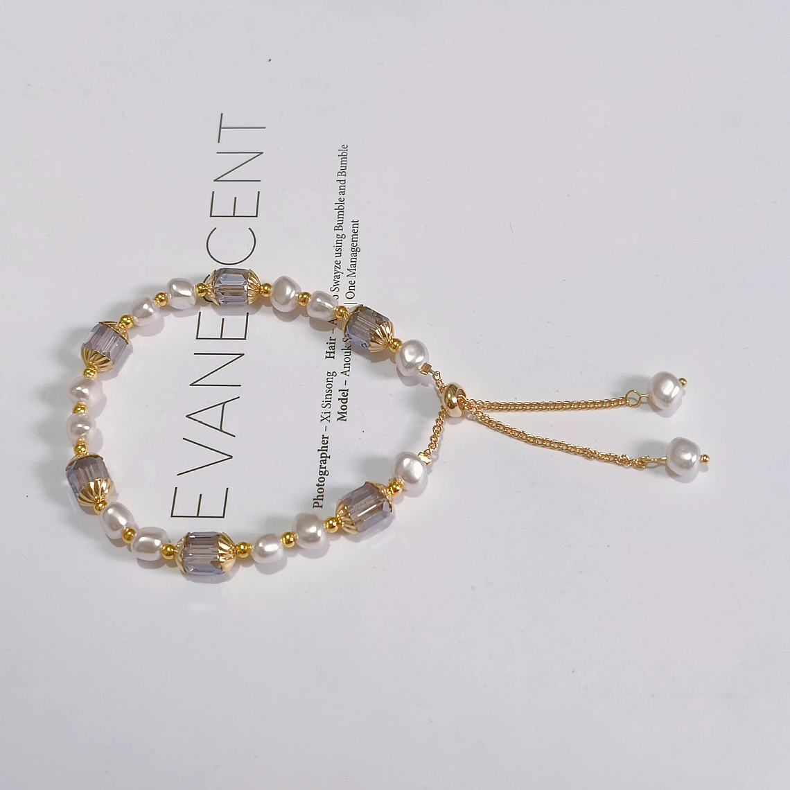 Vintage Purple Pearl Bracelet with Crystals | Adjustable and Elegant | Women's Gift for Everyday Wear | NEULRY 6