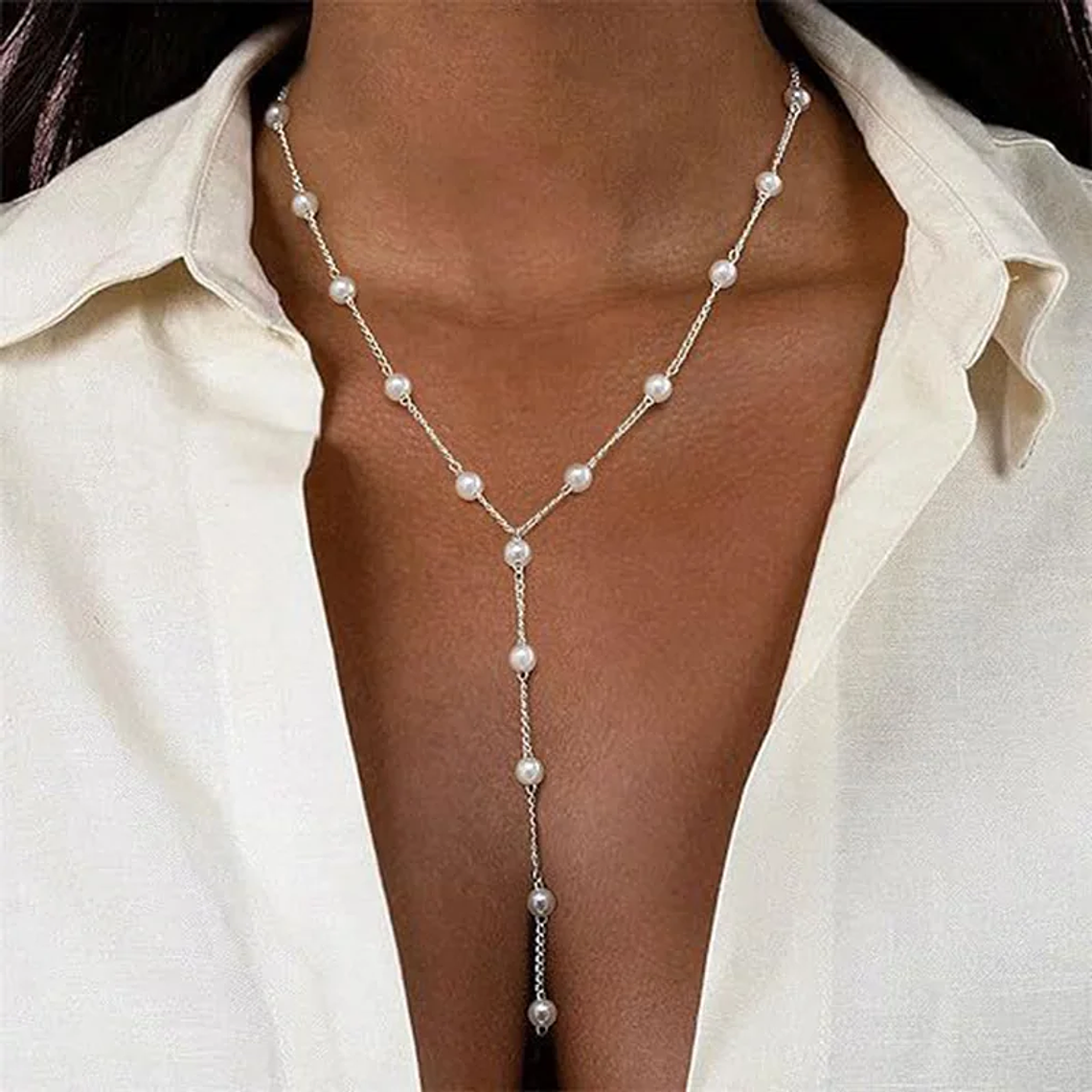 Colar Y2K com Pingente Geométrico Irregular e Franja | Acabamento Hand-Beaded | Tendência 2024 para Uso Diário 7