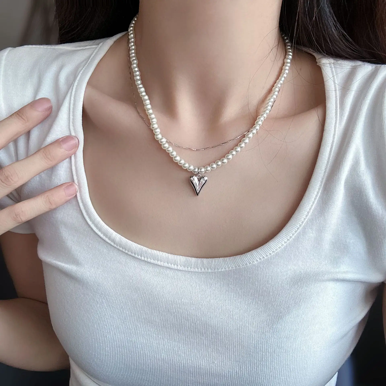 Colar Duplo Fofo de Coração Rosa com Laço | Presente para Dia dos Namorados e Uso Diário | Para Mulheres e Meninas 21