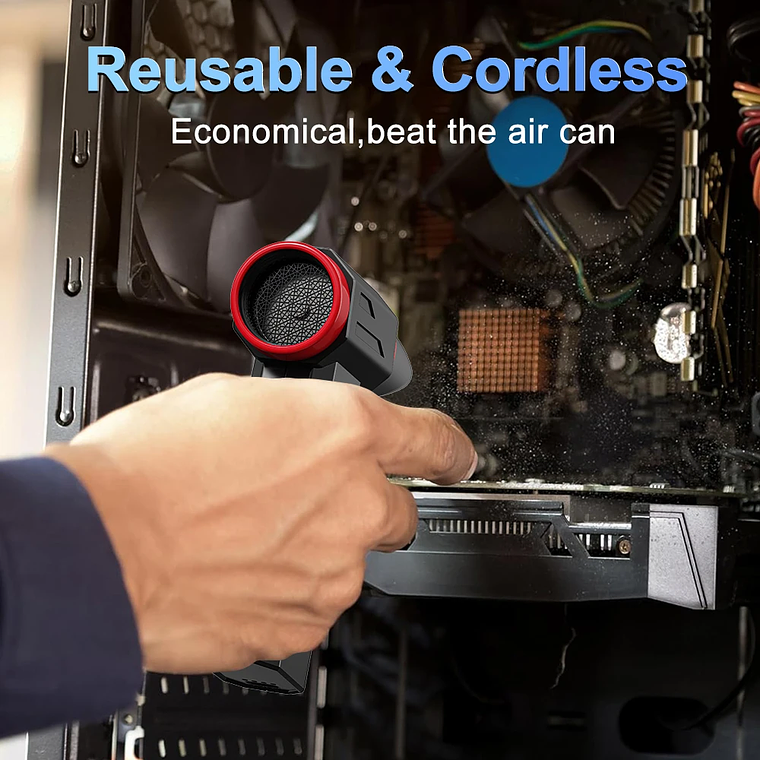 Soprador de Ar Sem Fio 110.000 RPM | 4 Velocidades, Incluindo Violento | Para Limpeza de PC, Carro e Acampamento | Recarregável 3