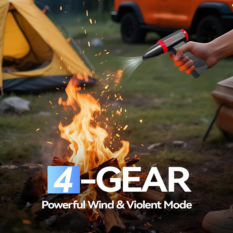 Soprador de Ar Sem Fio 110.000 RPM | 4 Velocidades, Incluindo Violento | Para Limpeza de PC, Carro e Acampamento | Recarregável 4