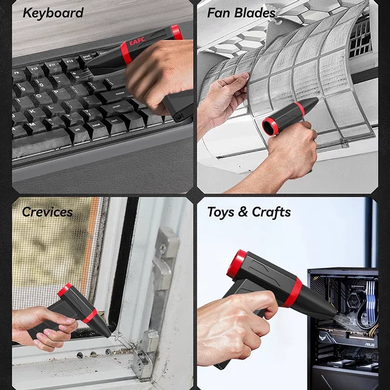 Soprador de Ar Sem Fio 110.000 RPM | 4 Velocidades, Incluindo Violento | Para Limpeza de PC, Carro e Acampamento | Recarregável 6