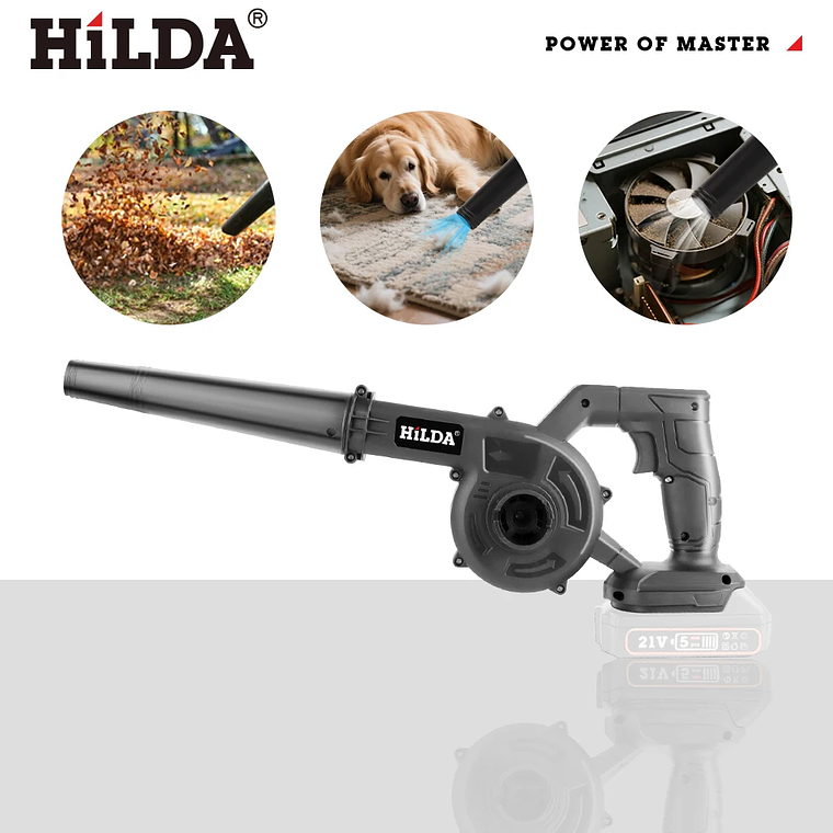 Soprador e Aspirador de Ar Elétrico 2 em 1 HILDA | Portátil, sem Fios, para Baterias Makita 18V/21V 4