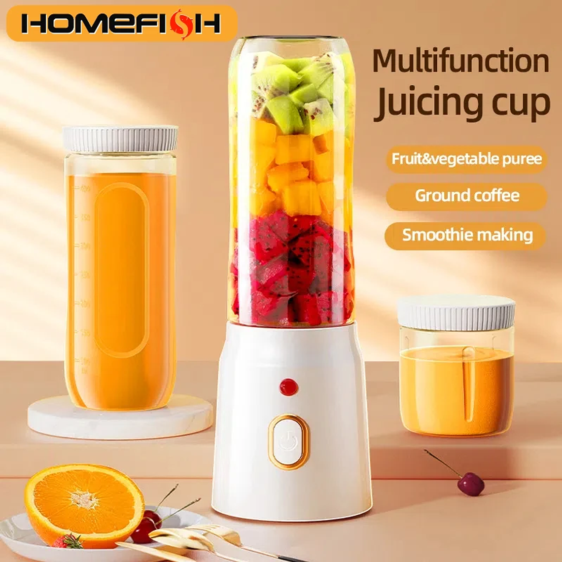 Liquidificador Portátil 500ML USB Recarregável 40W | Copo Mixer sem Fio para Smoothies, Sucos e Vitaminas 1