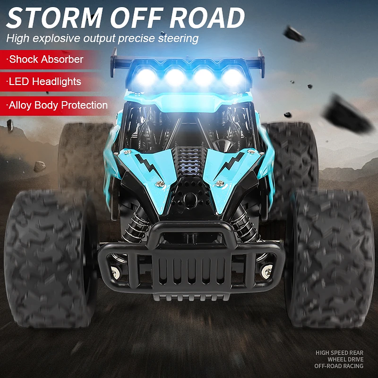 Carro RC 1:16 RC8 Off-Road 2.4G | Controle Remoto Proporcional, Big Foot Escalador, Alta Velocidade 20km/h 2