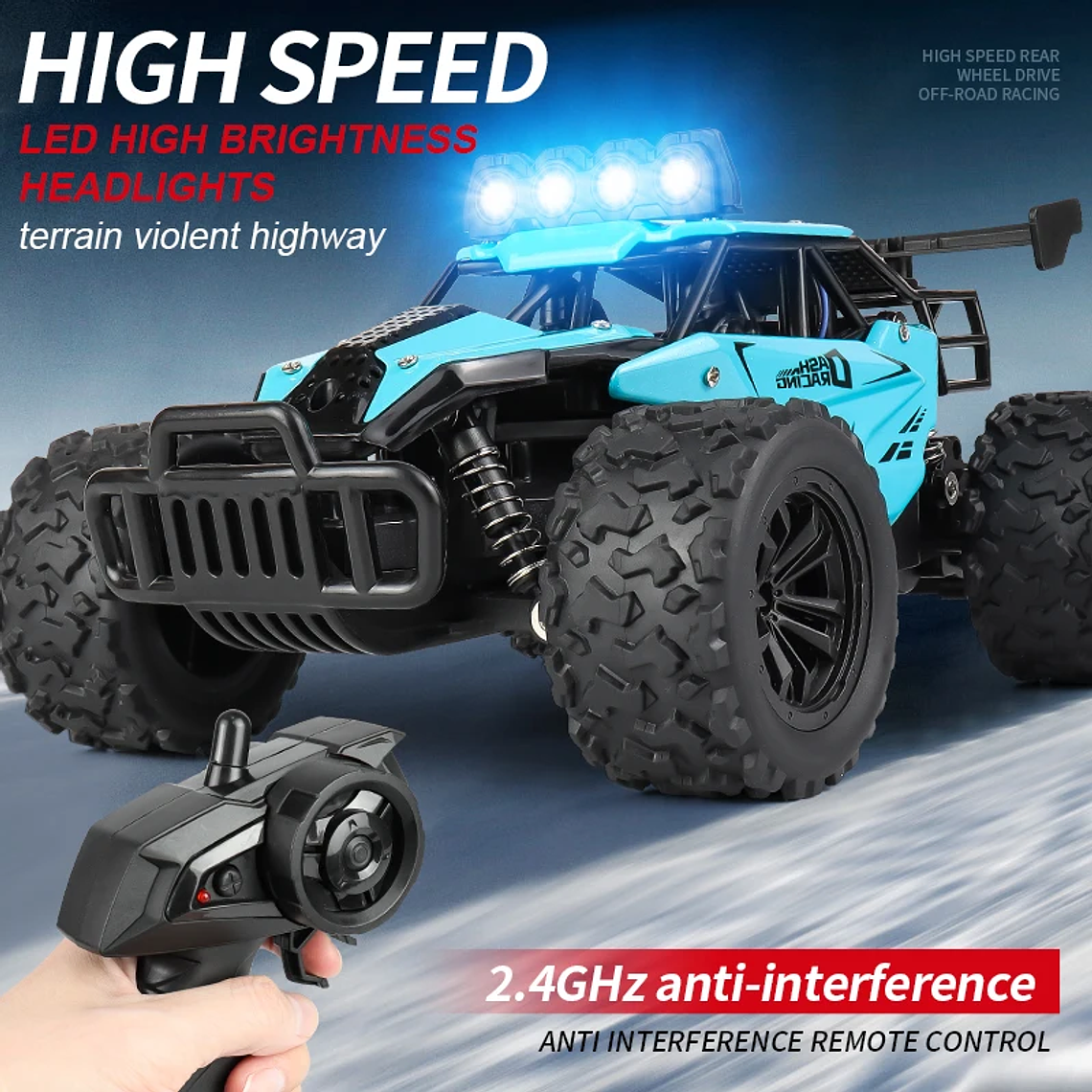 Carro RC 1:16 RC8 Off-Road 2.4G | Controle Remoto Proporcional, Big Foot Escalador, Alta Velocidade 20km/h 4