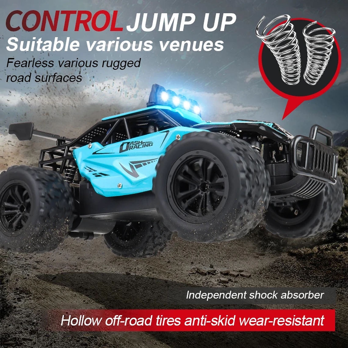 Carro RC 1:16 RC8 Off-Road 2.4G | Controle Remoto Proporcional, Big Foot Escalador, Alta Velocidade 20km/h 6